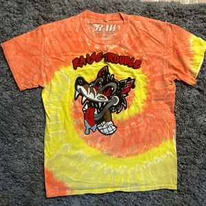 Raw Own The Now, orange/yellow tie-dye shirt. Size: Large